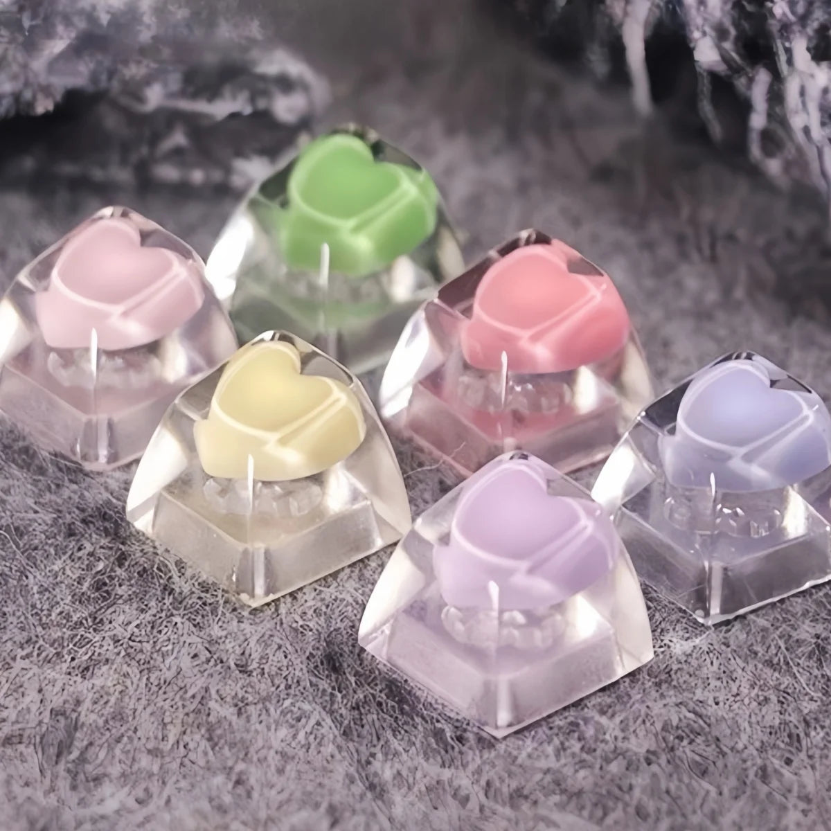 Niedliche Liebesherz-Tastenkappen aus Kunstharz für Cherry MX Switch mechanische Gaming-Tastatur, handgefertigte Neuheit, manuelle Tastenkappe