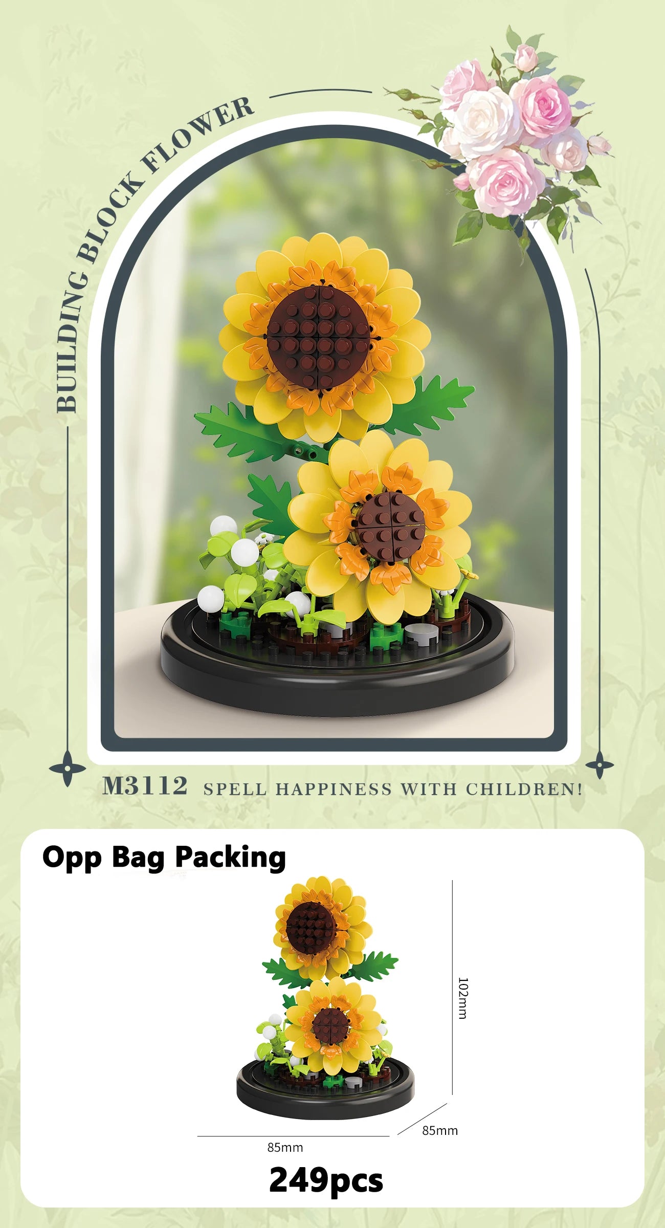 Klemmbaustein Blumen