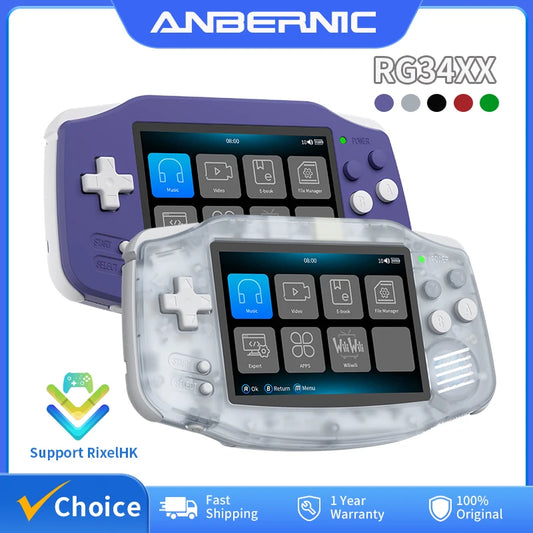 ANBERNIC RG34XX Retro-Handheld-Spielekonsole, 3,4-Zoll-IPS, Linux, 64-Bit, 3500 mAh, Video-Gaming-Player, unterstützt das Streaming von WLAN und Bluetooth