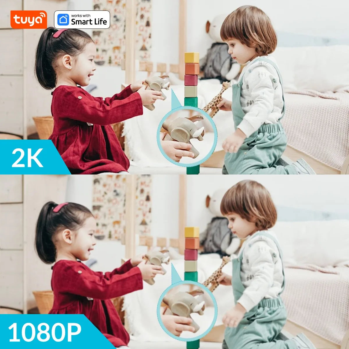 Tuya Smart 3MP HD Indoor-Überwachungskamera für Babys/ältere/Haustiere/Kinder, mit Echtzeit-APP-Alarm, 2-Wege-Audio, Erkennung menschlicher Körper - NVTS Solutions