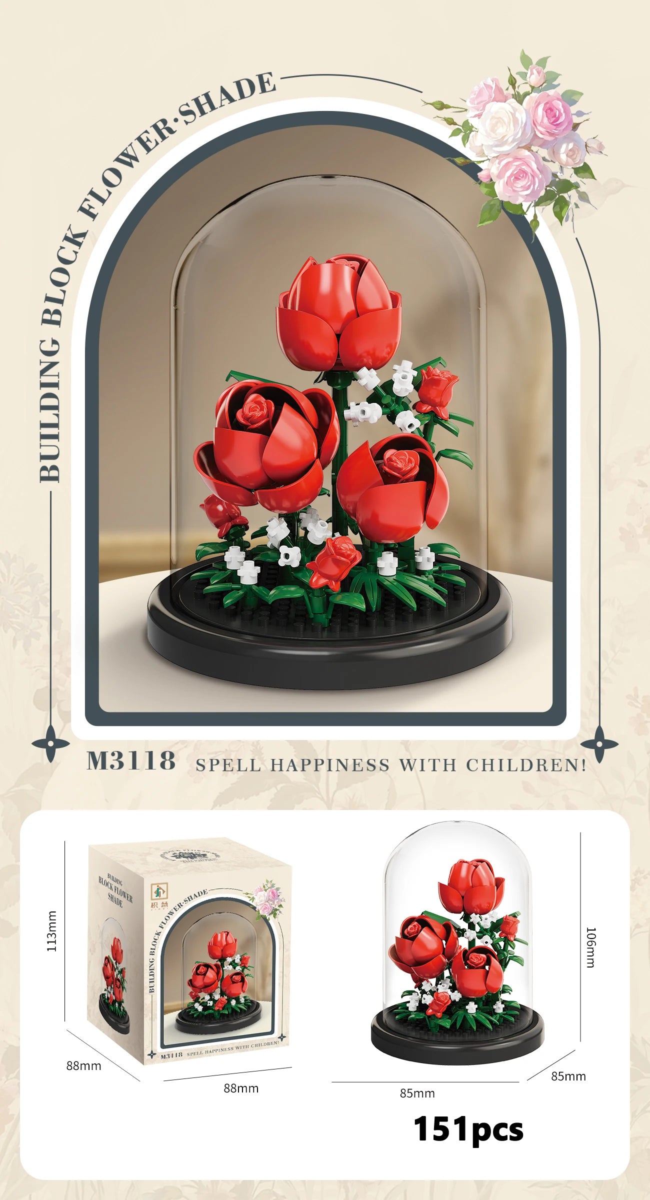 Klemmbaustein Blumen