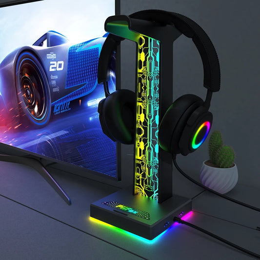 RGB Gaming Kopfhörer ständer Dual USB Port 3,5mm Audio Port 10 Lichteffekte Desktop Gaming Headset Halter Kleiderbügel für Gamer PC