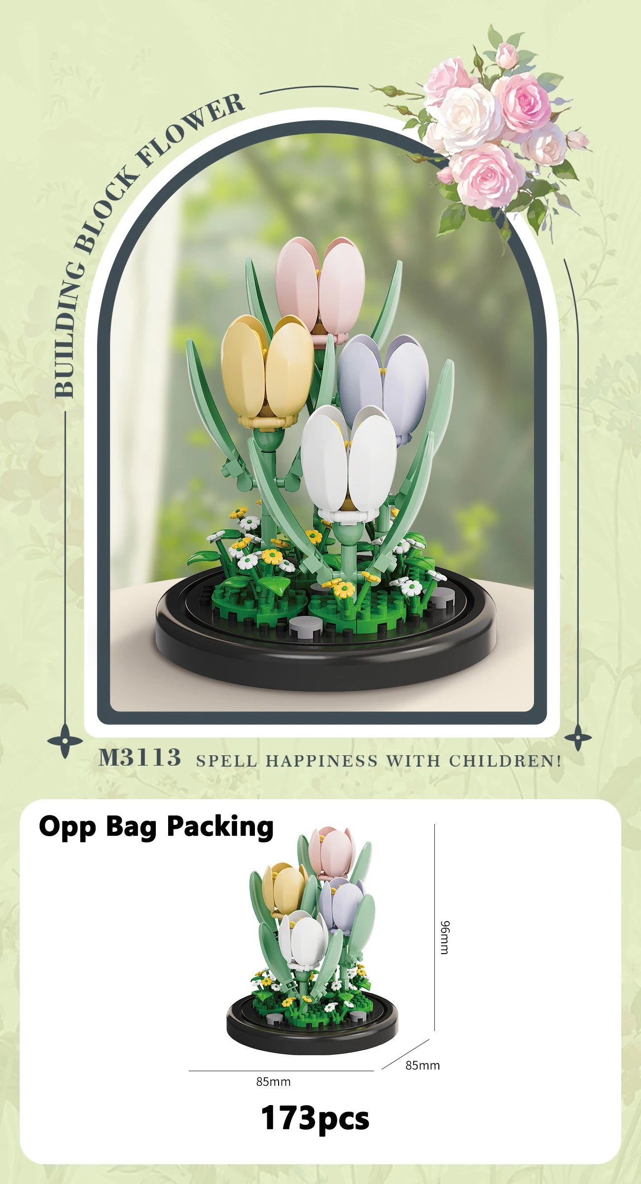 Klemmbaustein Blumen