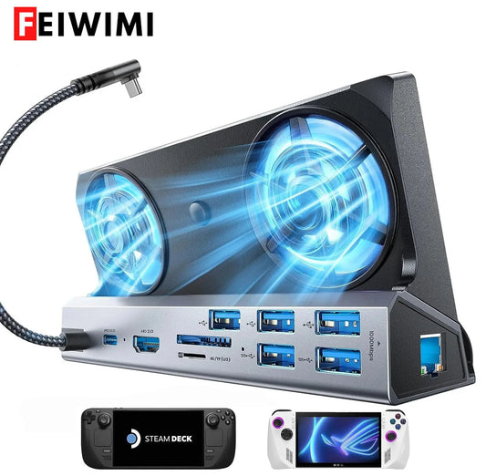 13-in-1-Legion-Go-Dockingstation, Legion-Go-Dock-Hub mit 5 USB, Dual-Lüfter, HDMI 4K bei 60 Hz, 100 W Aufladung für Legion Go