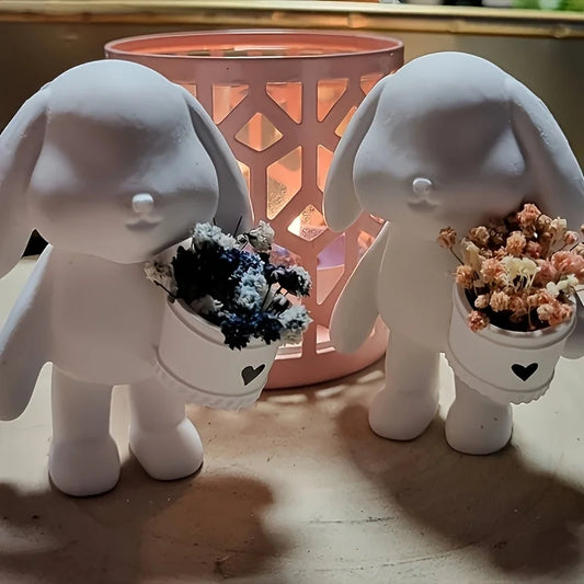 Ostern Blumen Eimer Kaninchen Gips Ornament Silikon Formen DIY Beton Hause Urlaub Dekoration Harz Form Handwerk Gießen