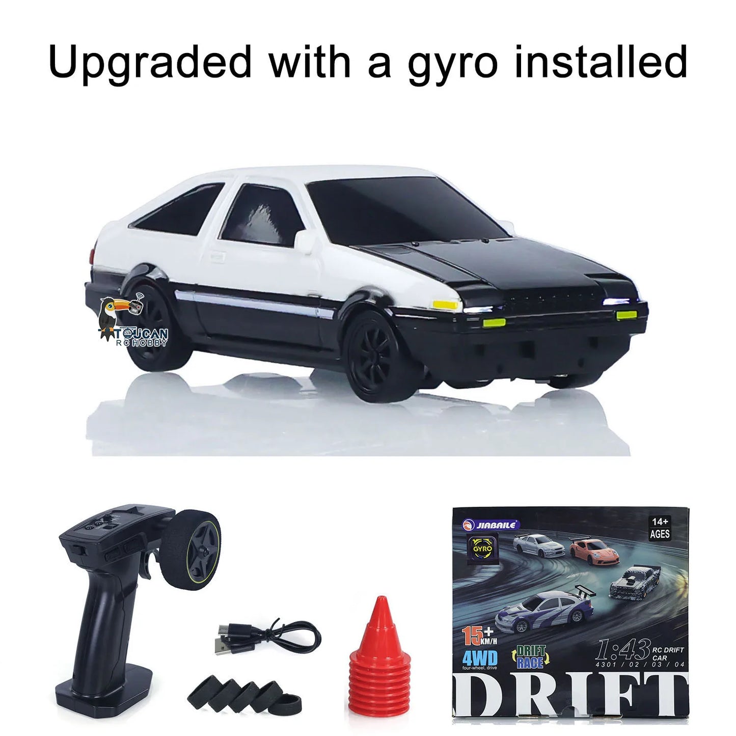 TOUCAN RC Drift Car 1:43 – 4WD Mini Rennwagen mit Lichtern (Gyro optional) - NVTS Solutions