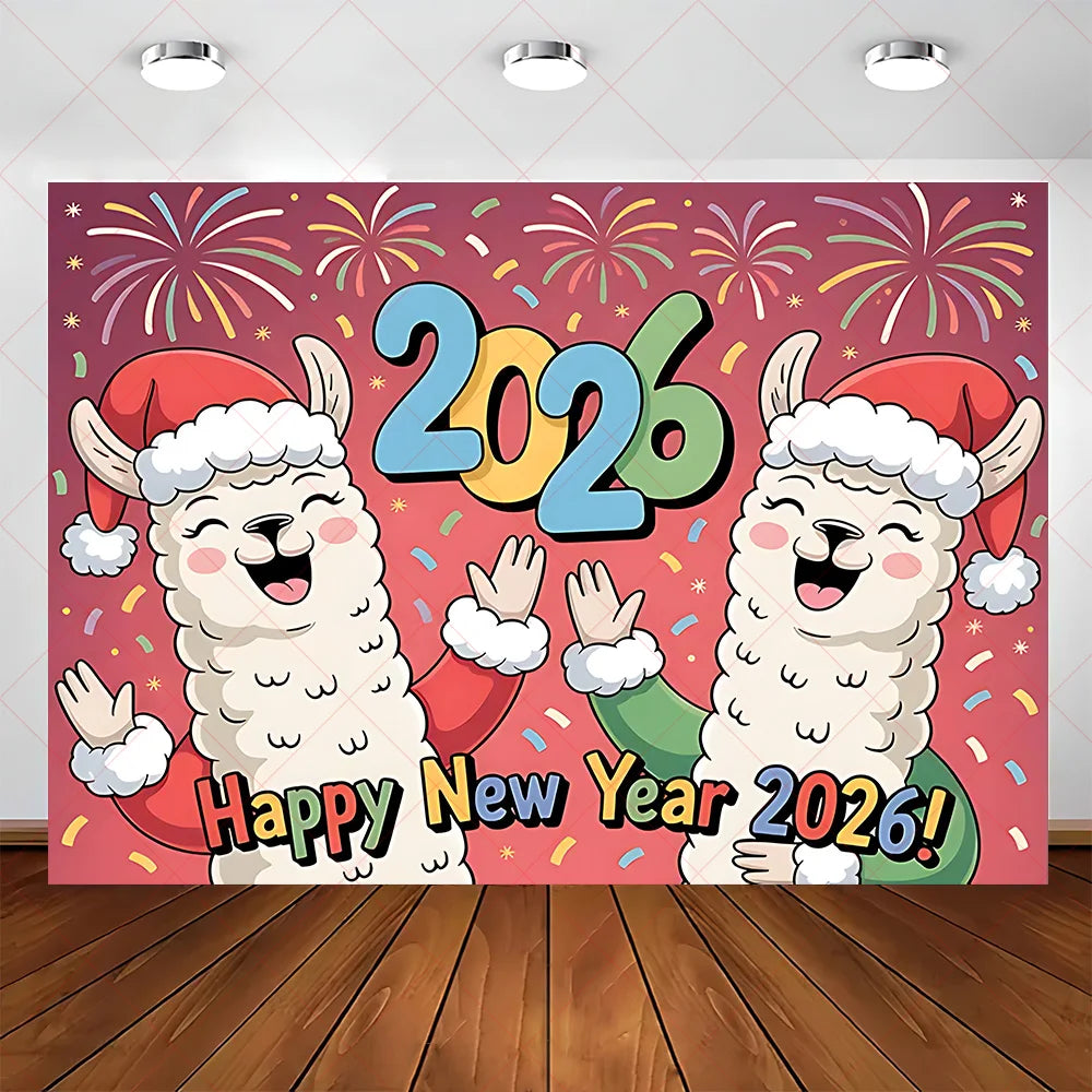 2026 Frohes Neues Jahr Party Hintergrund Banner Glitzer Uhr Champagner Hintergrund Gold Ballon Home Party Dekoration Fotografie Prop