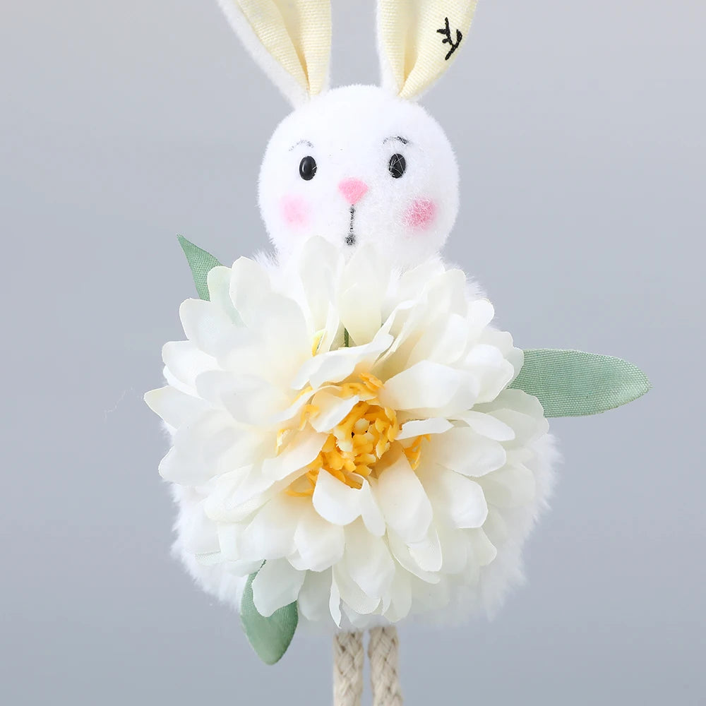 24 cm Ostern Stehende Blume Fee Engel Elf Kaninchen Puppen Rosa Grüne Blumen Gaze Puffy Rock Frühling Hase Ostern Dekor