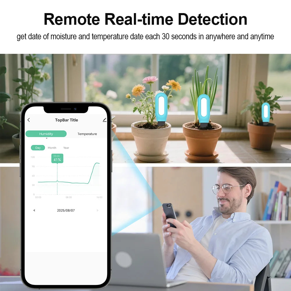 Tuya Zigbee Bodensensor Feuchtigkeit Temperatur Feuchtigkeitsdetektor Smart Life Home Assistant Echtzeitmonitor für Pflanzengarten - NVTS Solutions