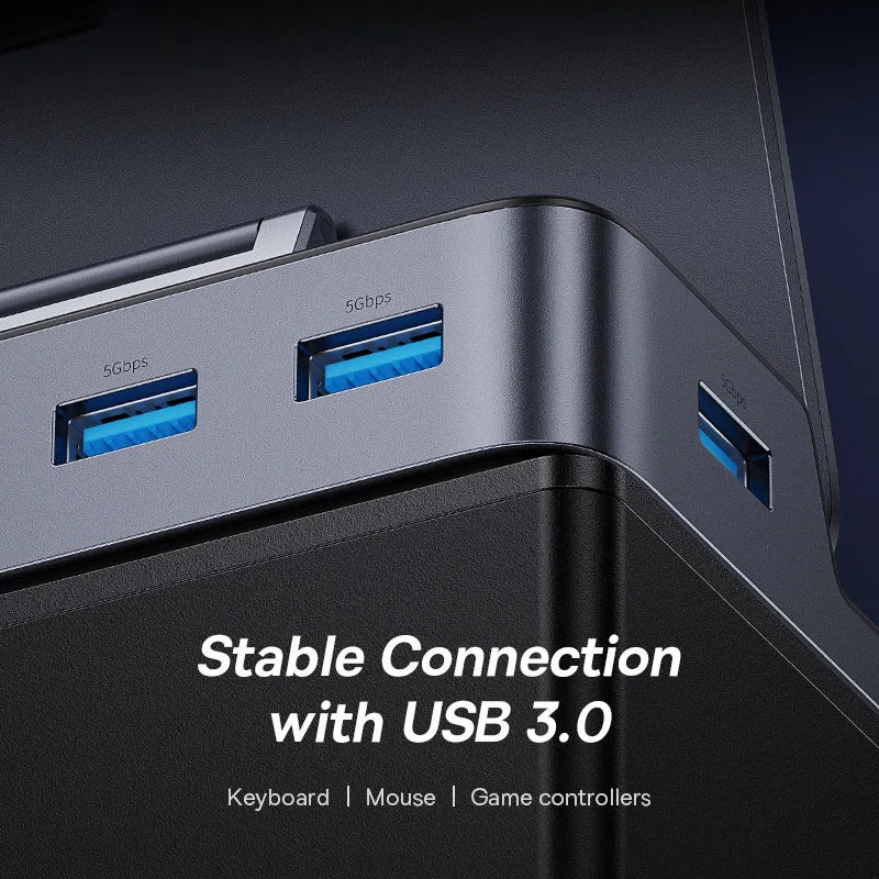 Baseus USB C Dockingstation für Steam Deck Nintend Switch 6-in-1 Typ C auf 4K@60Hz HDMI-kompatibler Gigabit Ethernet USB 3.0 Hub