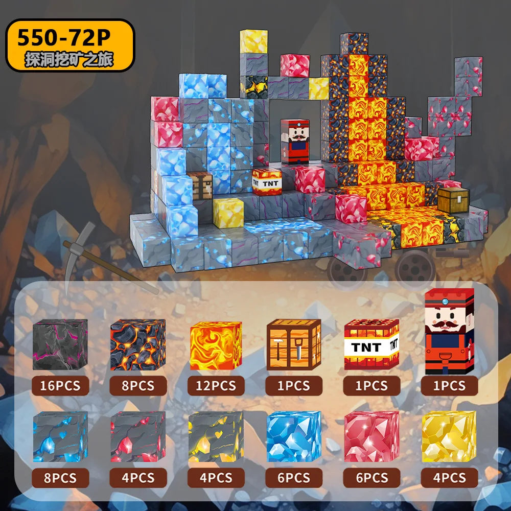 Magnetische Bausteine Mine World Cube Magnet World Set für Kid Age DIY Modell Kinder Stem Bestes Montessori Sinnesspielzeug