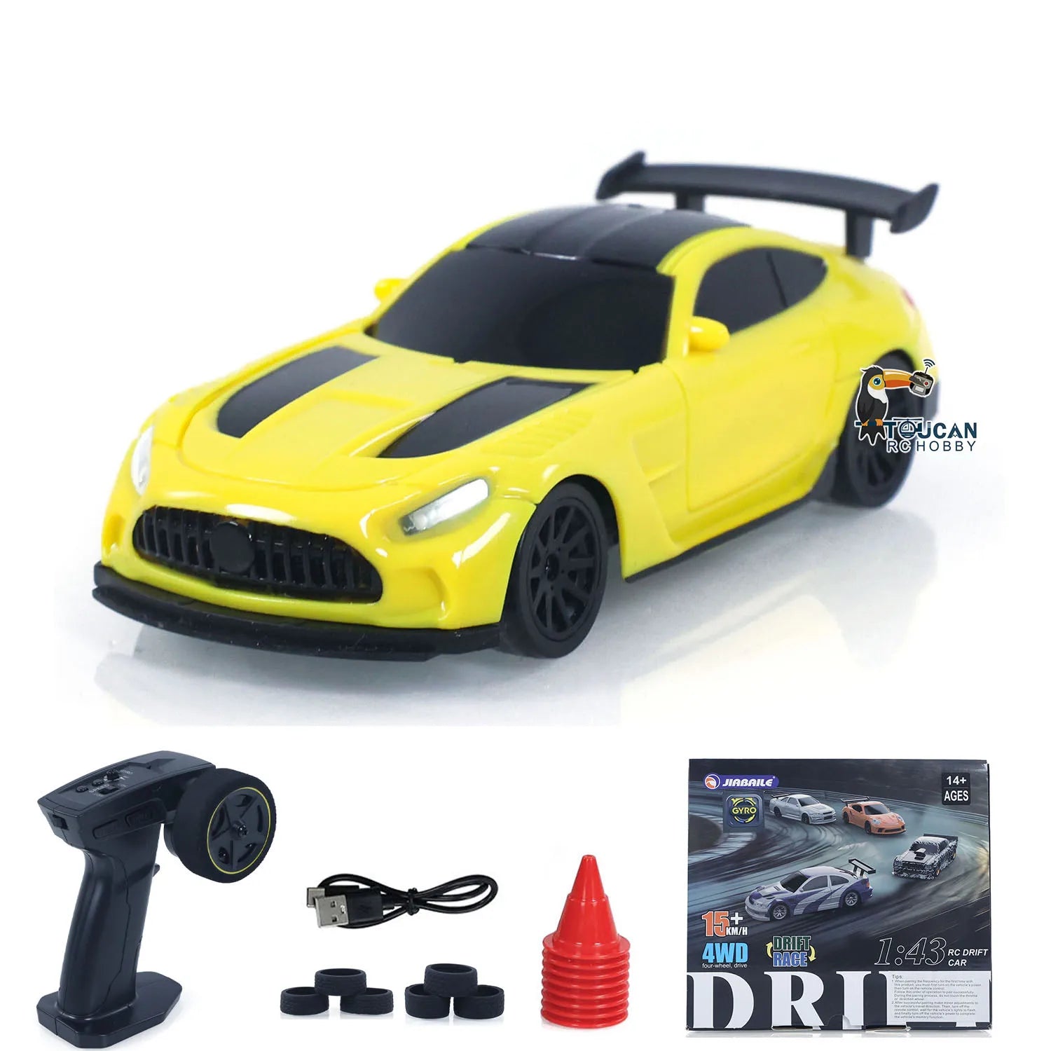 TOUCAN RC Drift Car 1:43 – 4WD Mini Rennwagen mit Lichtern (Gyro optional) - NVTS Solutions