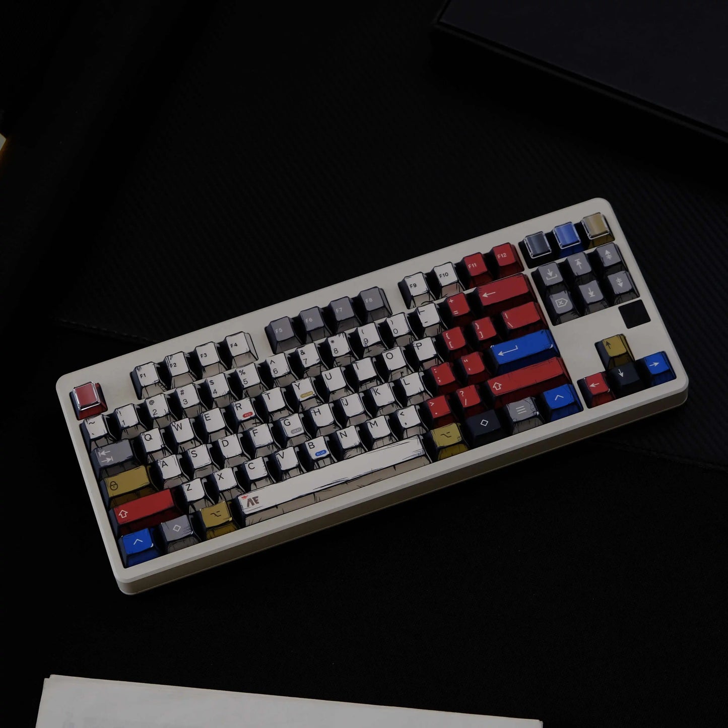 Comic Mixed Lights Dye Sublimation PBT Tastenkappe Russisch/Koreanisch/Deutsch/Englisch Tastenkappen Kirschprofil für MX Switch Gaming Keybaord