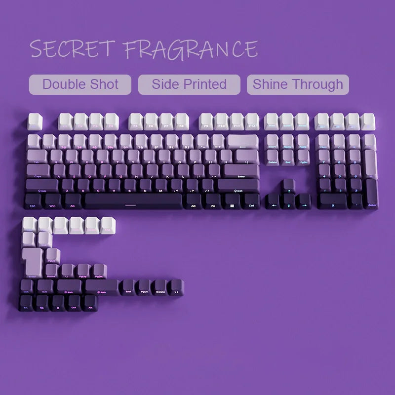 135-Tasten-Tastenkappen mit Kirschprofil, grüne Traube, seitlicher Druck, durchscheinende Tastenkappen, Double Shot PBT-Tastenkappe für MX Switch Gaming-Tastatur