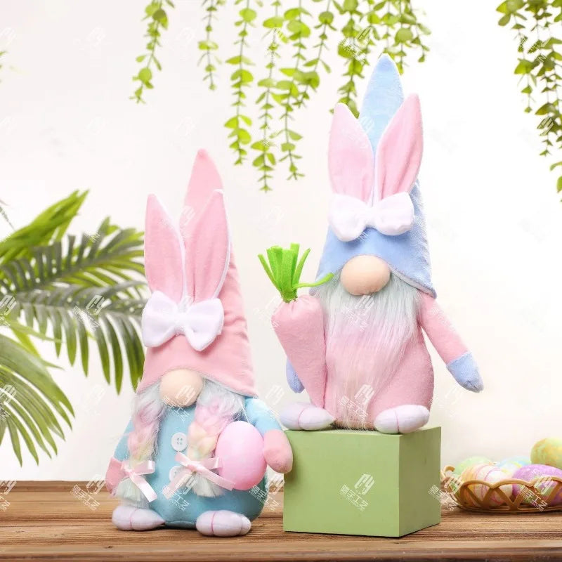 Osterhase Ei Karotte Babypuppe ohne Gesicht rosa Ohrfigur Desktop-Dekoration Dekorationen süße Urlaubsgeschenke Unisex