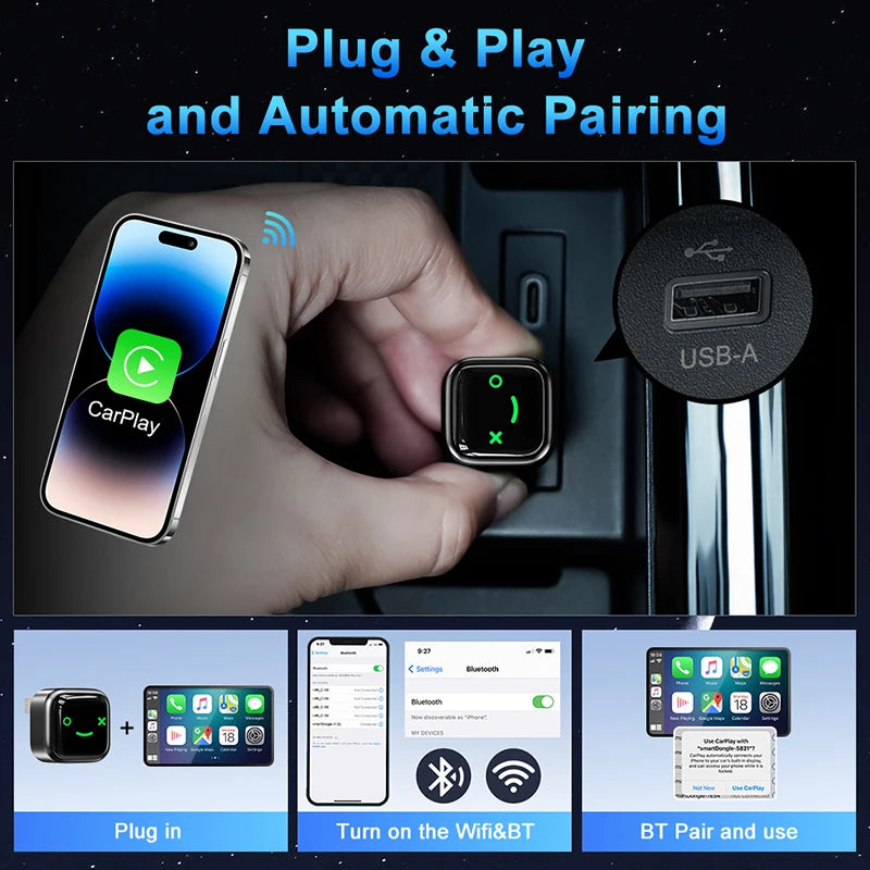 Drahtlose CarPlay Android Auto 2in1 AI Smart Box Mini Auto Spielen Adapter Apple Carplay Drahtlose Android Auto Bluetooth für Das Auto