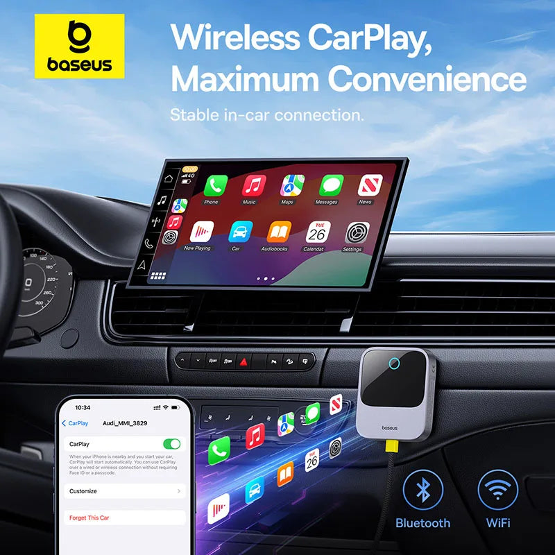 Baseus Carplay Wireless Adapter Smart CarPlay Box Dongles verkabelt zu Wireless Carplay Bluetooth 5.0 WiFi Carplay Adapter Auto Auto