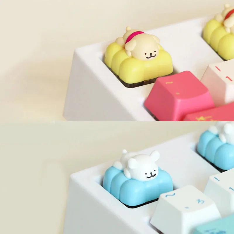 Malteser Hund Tastenkappe aus Kunstharz, niedlich, 3D-handgefertigt, personalisierbar, Kawaii-Handwerker-Tastenkappe für mechanische Tastatur, Gaming-Zubehör