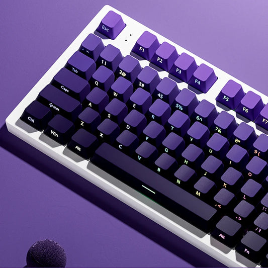 Lila Double Shot PBT-Tastenkappen mit Farbverlauf, OEM-Profil, seitlicher Druck, RGB-Hintergrundbeleuchtung, 135-Tasten für Cherry MX Switches Gaming-Tastatur