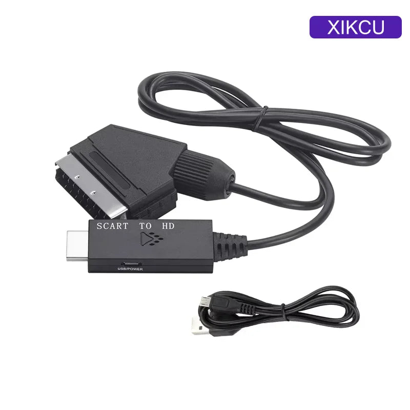 1080P SCART zu HDMI-kompatibles Video-Audio-Konverter-Adapterkabel Stecker auf Stecker SCART-Eingang zu HDMI-kompatiblem Ausgang