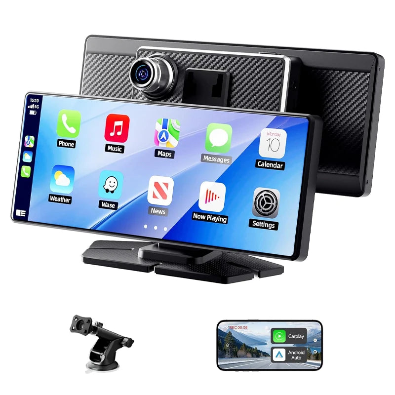 Carplay-Bildschirm für Auto, 8,1-Zoll-tragbarer Touchscreen-Autoradio mit Android Auto, 2,5 K Dashcam, Autoradio-Multimedia-Video-Player