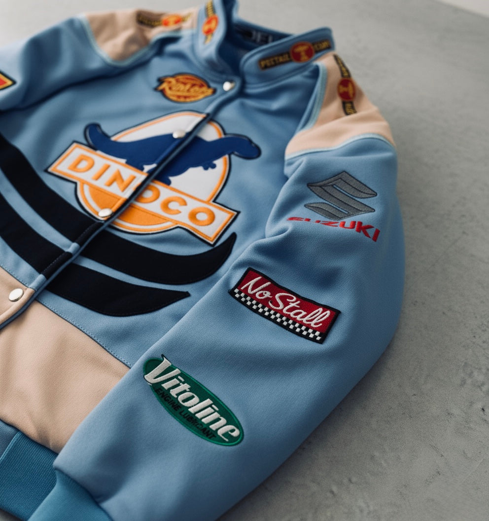 Harajuku Dinosaurier Jacke – Oversize Streetwear mit hochwertiger Stickerei & Baseball-Design - NVTS Solutions