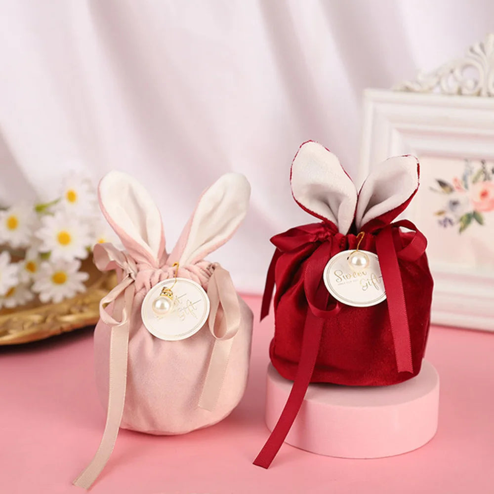 Ostern Cute Bunny Geschenk Verpackung Taschen Samt Valentinstag Kaninchen Schokolade Candy Taschen Hochzeit Geburtstag Party Schmuck Organizer