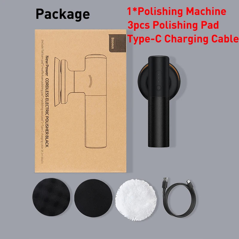 Baseus Auto-Poliermaschine, kabelloses elektrisches Polierwachs-Werkzeug, einstellbare Geschwindigkeit, kabellose automatische Polierwachsmaschine