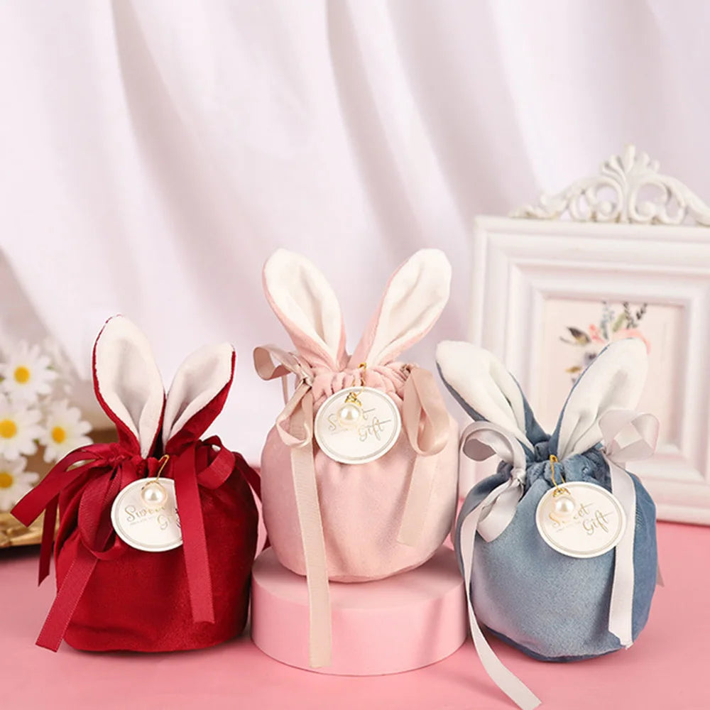 Ostern Cute Bunny Geschenk Verpackung Taschen Samt Valentinstag Kaninchen Schokolade Candy Taschen Hochzeit Geburtstag Party Schmuck Organizer