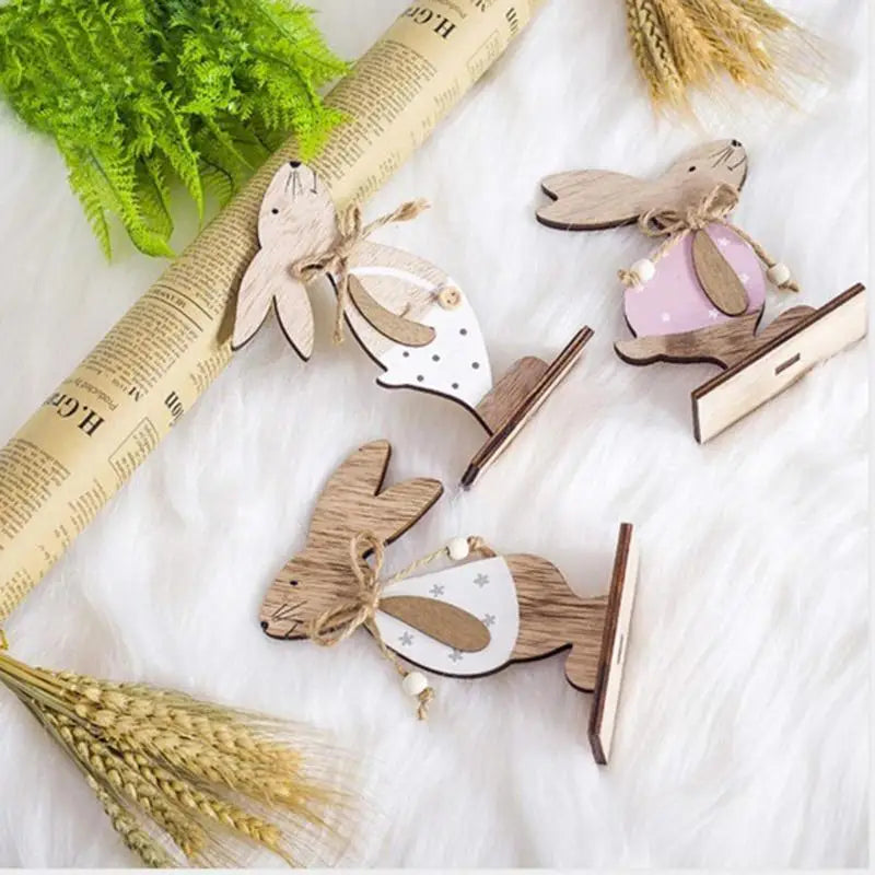 Ostern Kaninchen Holz Tisch Dekoration DIY Holz Handwerk Cute Bunny Ostern Ornamente Party Supplies Holz Handwerk