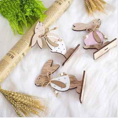 Ostern Kaninchen Holz Tisch Dekoration DIY Holz Handwerk Cute Bunny Ostern Ornamente Party Supplies Holz Handwerk