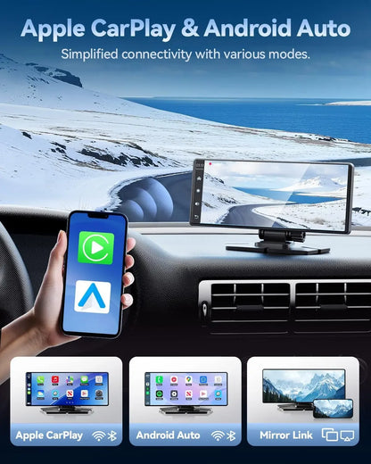 Carplay-Bildschirm für Auto, 8,1-Zoll-tragbarer Touchscreen-Autoradio mit Android Auto, 2,5 K Dashcam, Autoradio-Multimedia-Video-Player