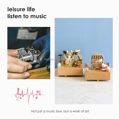Weihnachtsgeschenke Großhandel Logo gravieren mechanische Wind Up Uhrwerk rotierende Karussell Ballerina Spieluhr aus Holz als Geschenk