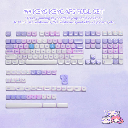 148 Tasten MAO Profil Pink Cat PBT Tastenkappen Zoll Dye Sub Tastenkappen für 61/87/104 Cherry MX Switch Gaming mechanische Tastatur