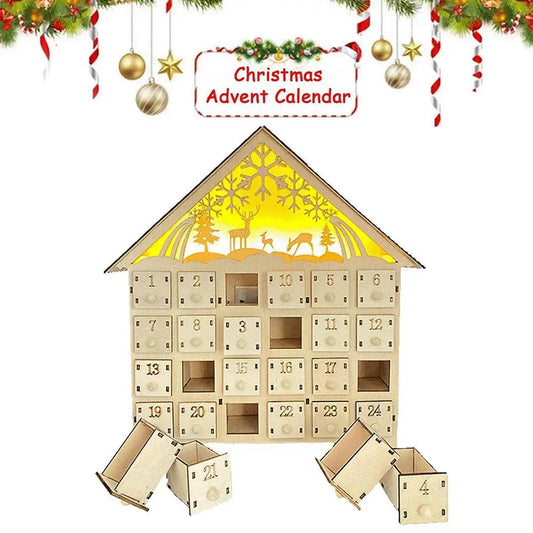 Weihnachts-Adventskalender, 24-Tage-Countdown-Dekoration, wiederverwendbar, abnehmbare Tischdekoration aus Holz, Weihnachtsdekoration