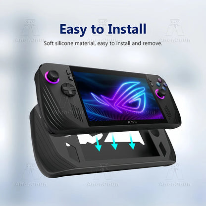 ROG Ally X Silikonhülle, Rundumschutz, stoßfest, kratzfest, rutschfest, vollständige Abdeckung, langlebige Softshell mit 2 Daumengriffen