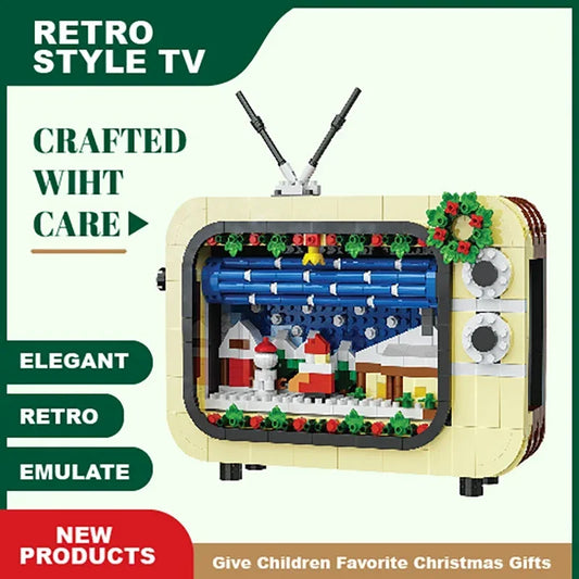 Weihnachten Retro Tv Bausteine Montage Bausteine Weihnachten Geschenk Mini Ziegel Diy Montage Pädagogisches Spielzeug Kunststoff Modell