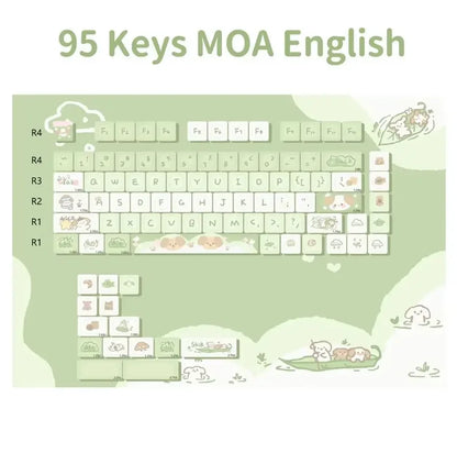 Neue 95 Tasten Dessert Cat Theme Tastenkappen MOA Profil PBT Tastenkappen Kit für 61/64/68/84/75/87 Tasten GMK67 mechanische Gaming-Tastatur