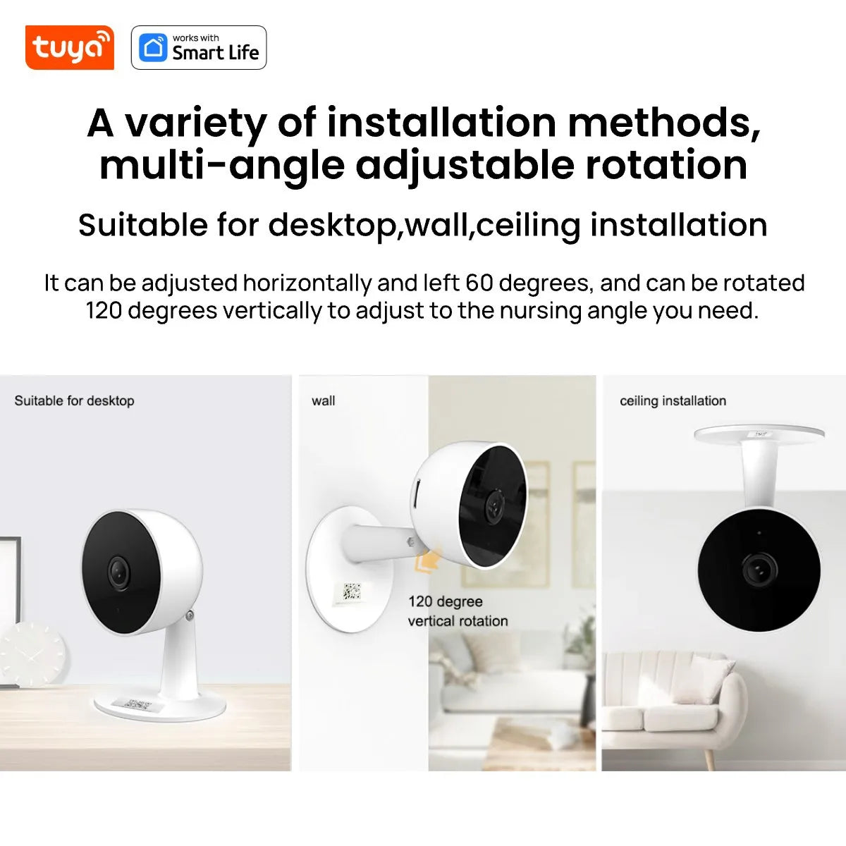 Tuya Smart 3MP HD Indoor-Überwachungskamera für Babys/ältere/Haustiere/Kinder, mit Echtzeit-APP-Alarm, 2-Wege-Audio, Erkennung menschlicher Körper - NVTS Solutions