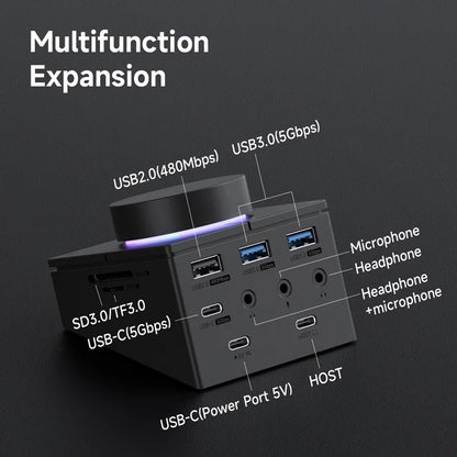 Hagibis-Knopf, USB-C-Hub mit Tastenkombinationen, Typ-C-Dockingstation, Lautstärkeregelung, Desktop-Controller, 2,5 G, RJ45, für MacBook