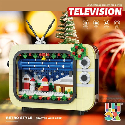 Weihnachten Retro Tv Bausteine Montage Bausteine Weihnachten Geschenk Mini Ziegel Diy Montage Pädagogisches Spielzeug Kunststoff Modell