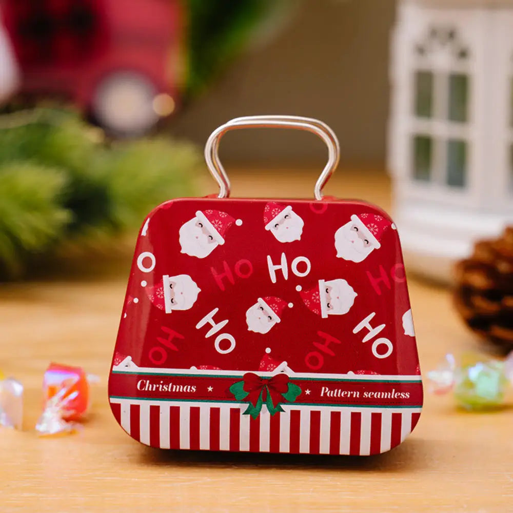 Weihnachts dekoration Metall box Handtasche Form Zinn Glas Schmuck Aufbewahrung koffer Kinder Geschenk kann Aufbewahrung boxen xms Party Dekore