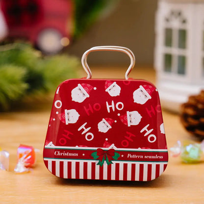 Weihnachts dekoration Metall box Handtasche Form Zinn Glas Schmuck Aufbewahrung koffer Kinder Geschenk kann Aufbewahrung boxen xms Party Dekore