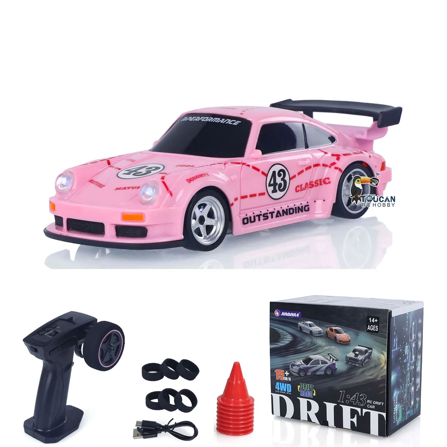TOUCAN RC Drift Car 1:43 – 4WD Mini Rennwagen mit Lichtern (Gyro optional) - NVTS Solutions