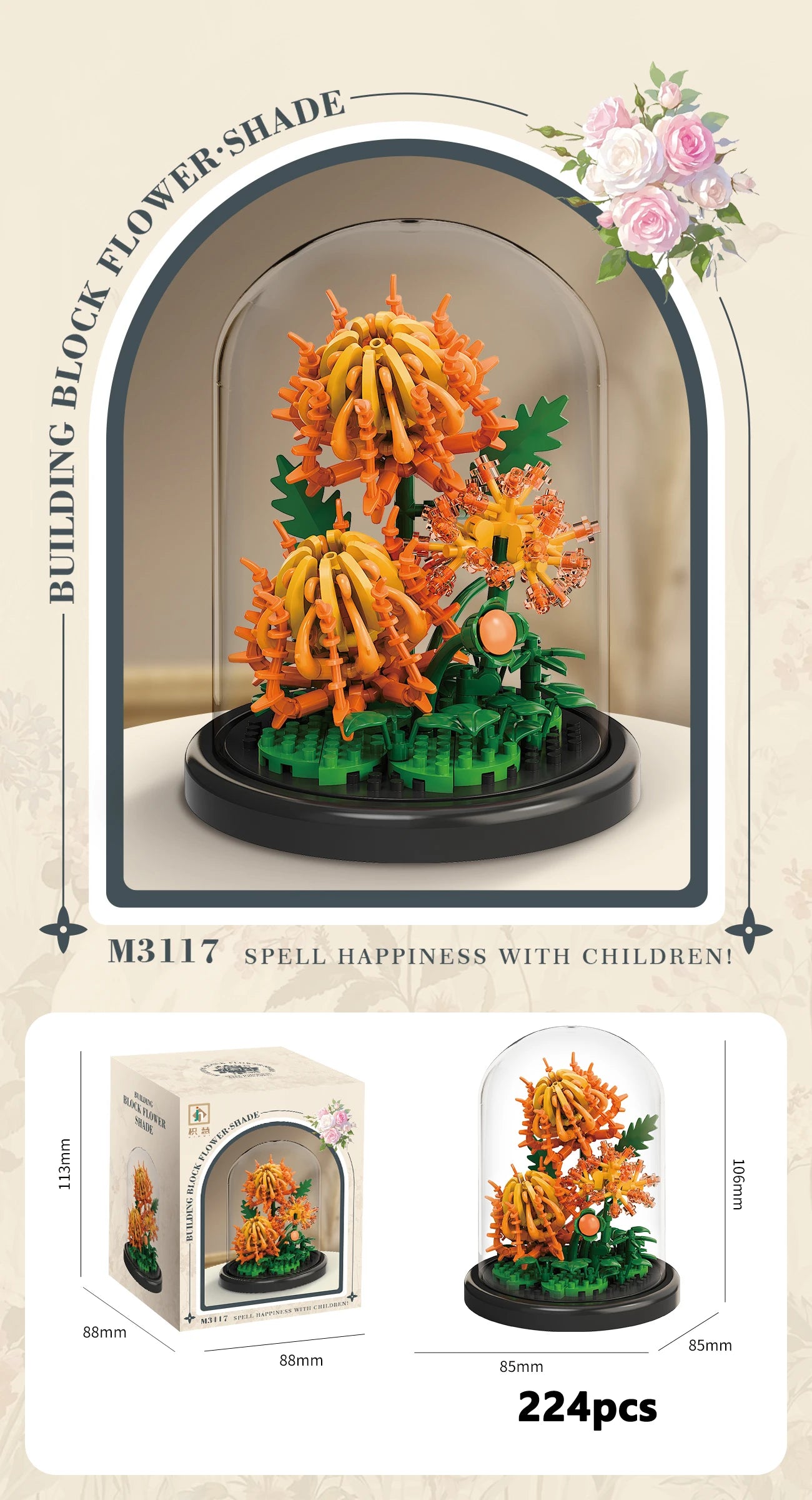 Klemmbaustein Blumen