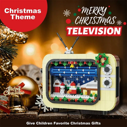 Weihnachten Retro Tv Bausteine Montage Bausteine Weihnachten Geschenk Mini Ziegel Diy Montage Pädagogisches Spielzeug Kunststoff Modell