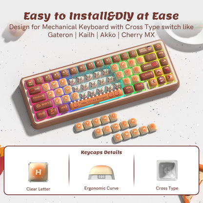 125-Tasten-MOG-Profil, fünf Seiten, Farbsublimation, PBT-Tastenkappen, individuell abgerundete, niedliche Tastenkappen für Cherry MX Switches Gaming-Tastatur