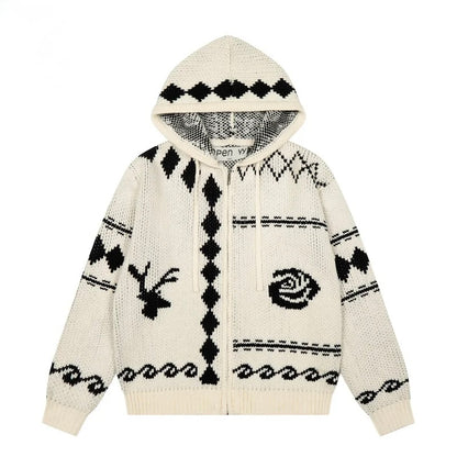 Premium-Strickpullover aus Rosenwolle – Weicher Unisex-Hoodie mit Reißverschluss - NVTS Solutions