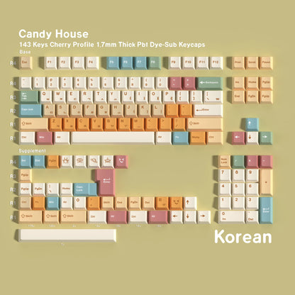 PBT Cherry Keycaps Candy House Deutsch Spanisch Französisch Koreanisch Russisch Keycap Dye Sub für mechanische Tastatur Gaming RS6 V75X