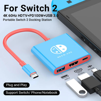 Tragbare Game-Dockingstation TYPE-C Hub mit HDMI und USB 3.0, perfekt für Reisen und Spiele